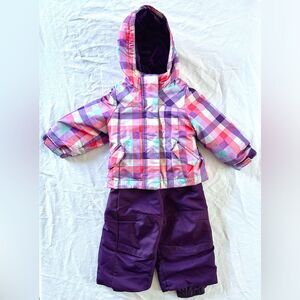 Cherokee 3-in-1 Snowsuit Set Size 12M – 2 Jackets & Snow Pants – Purple Plaid